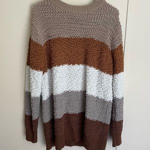 Zenana Popcorn Sweater Stripes Women’s Size Large